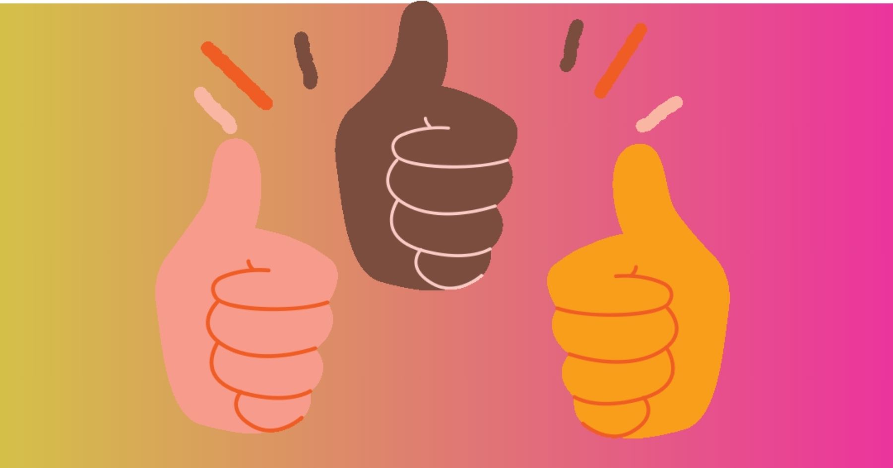 Donate to Sippizine via check or card - three thumbs up on a gold and hot pink background.